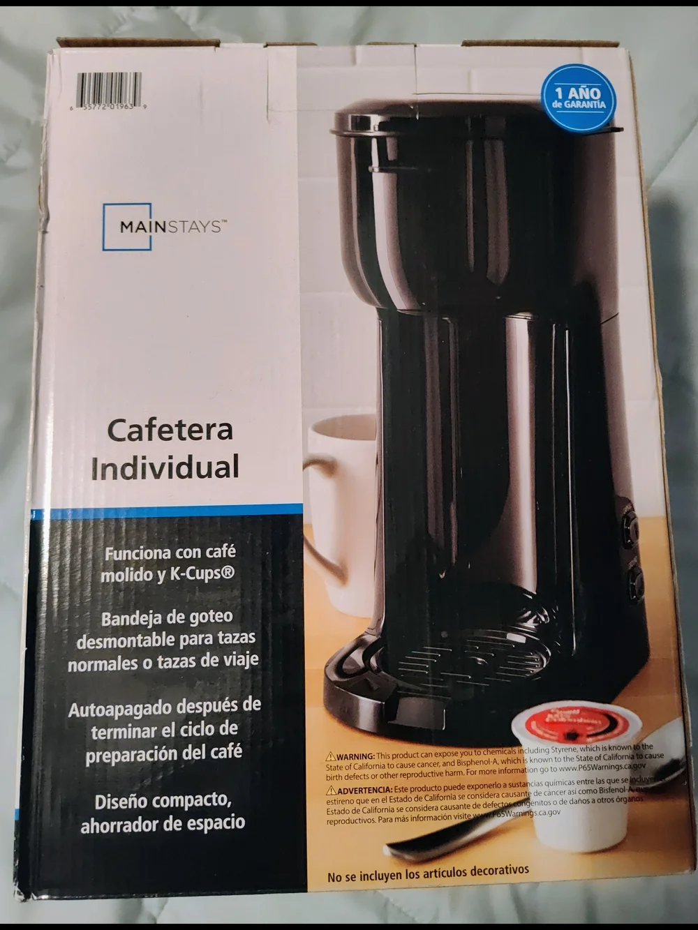 Mainstays Black Single Serve Coffee Maker Single Serve K-Cup Compatible NEW